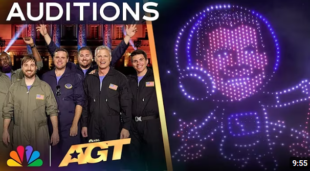 Simon Cowell in Space! 🧑🏻‍🚀 *America’s Got Talent* wowed with “Sky Elements,” a stunning drone show that lit up the night sky with celestial designs and futuristic artistry. Out of this world! 🚀✨